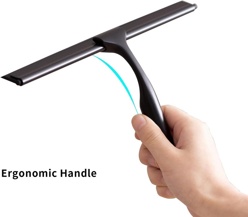 APLOP Stainless Steel Shower Squeegee for Glass Doors, Multi-Purpose Squeegee for Shower Glass, Bathroom and Car Windows, Squeegee with Adhesive Hook-10”, Black - Image 5